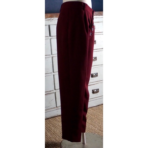 Anthropologie Sasha Button Fly Wine Trousers New 4 - Picture 15 of 16